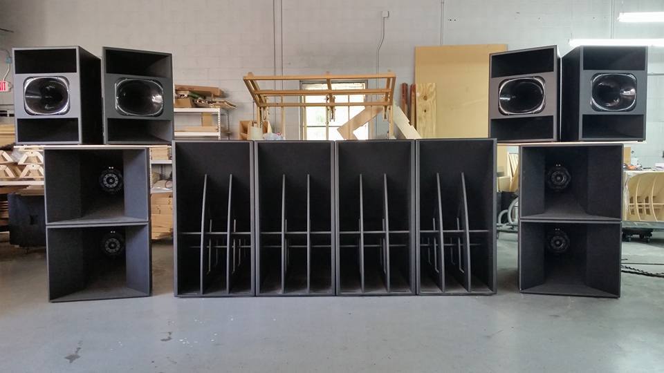 HSD speaker stack in warehouse