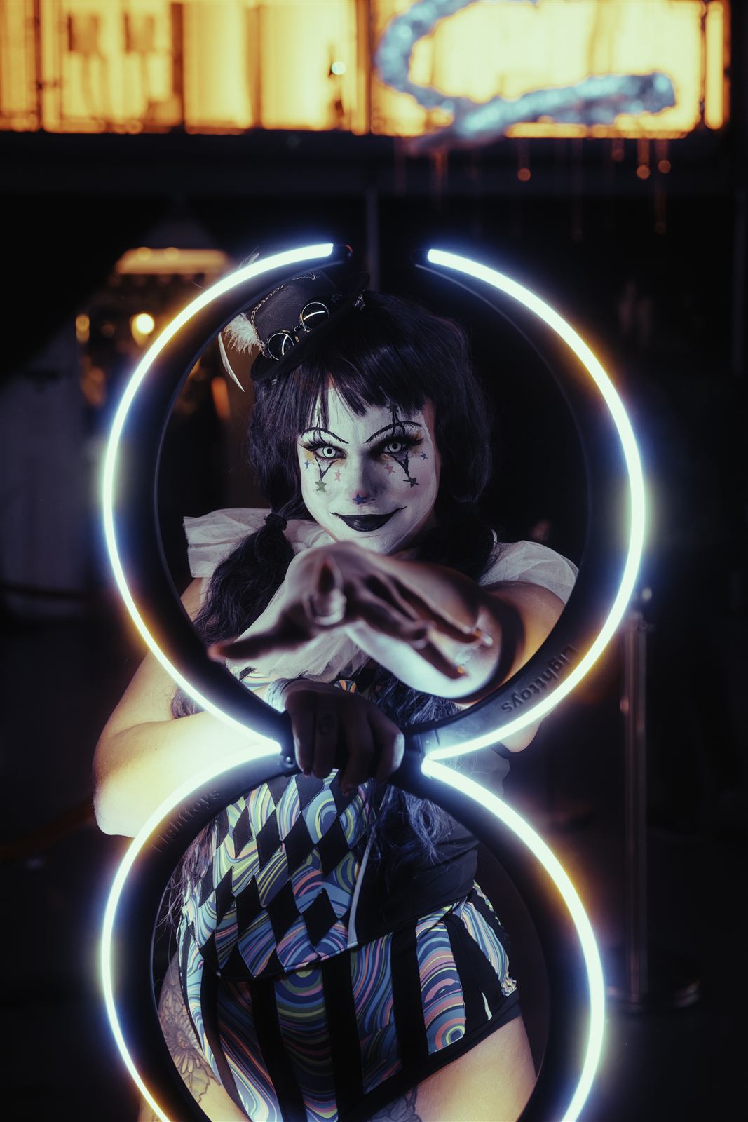 Performer in LED hoop