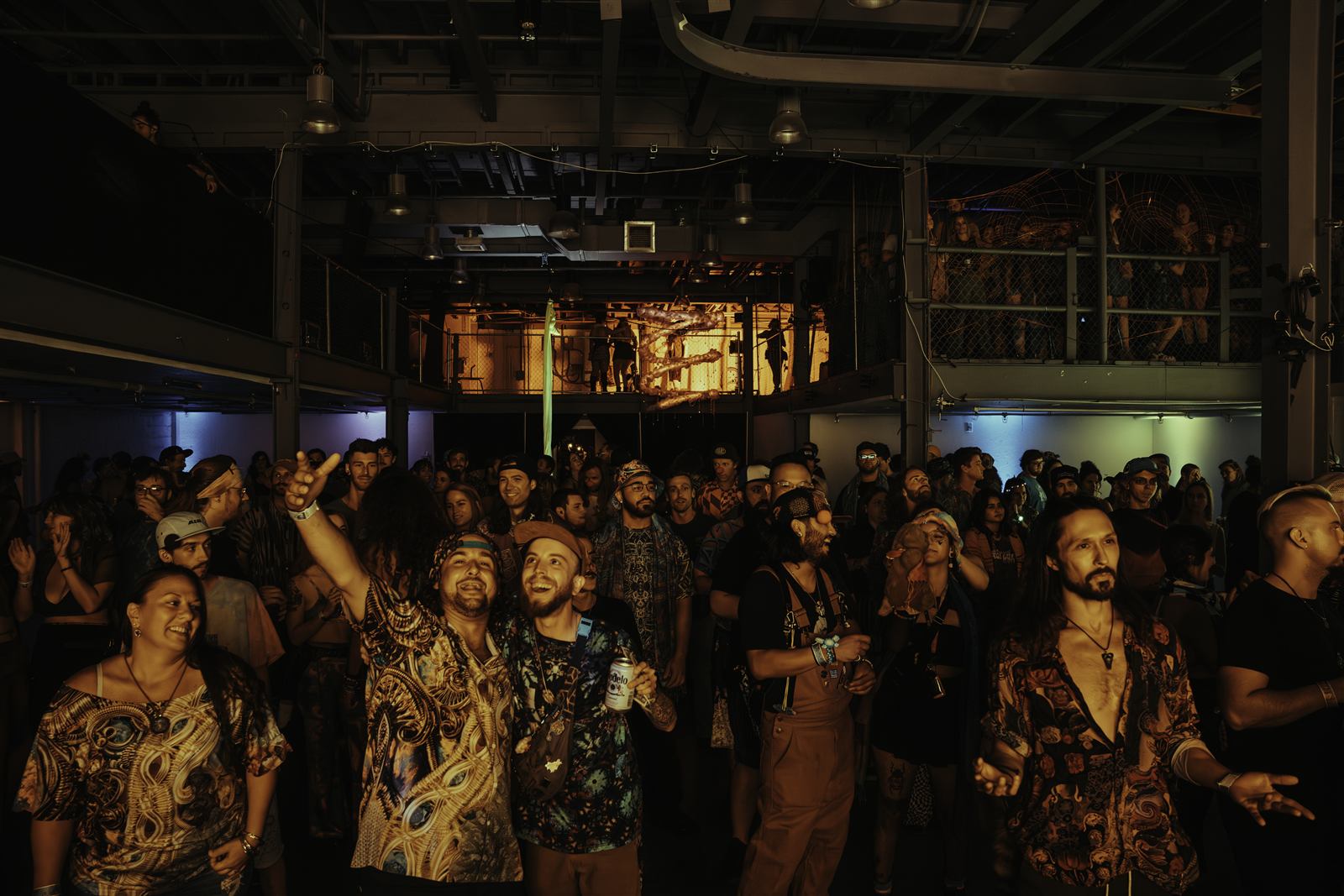 Crowd in warm light
